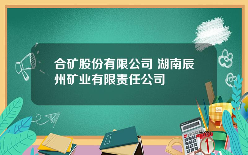 合矿股份有限公司 湖南辰州矿业有限责任公司